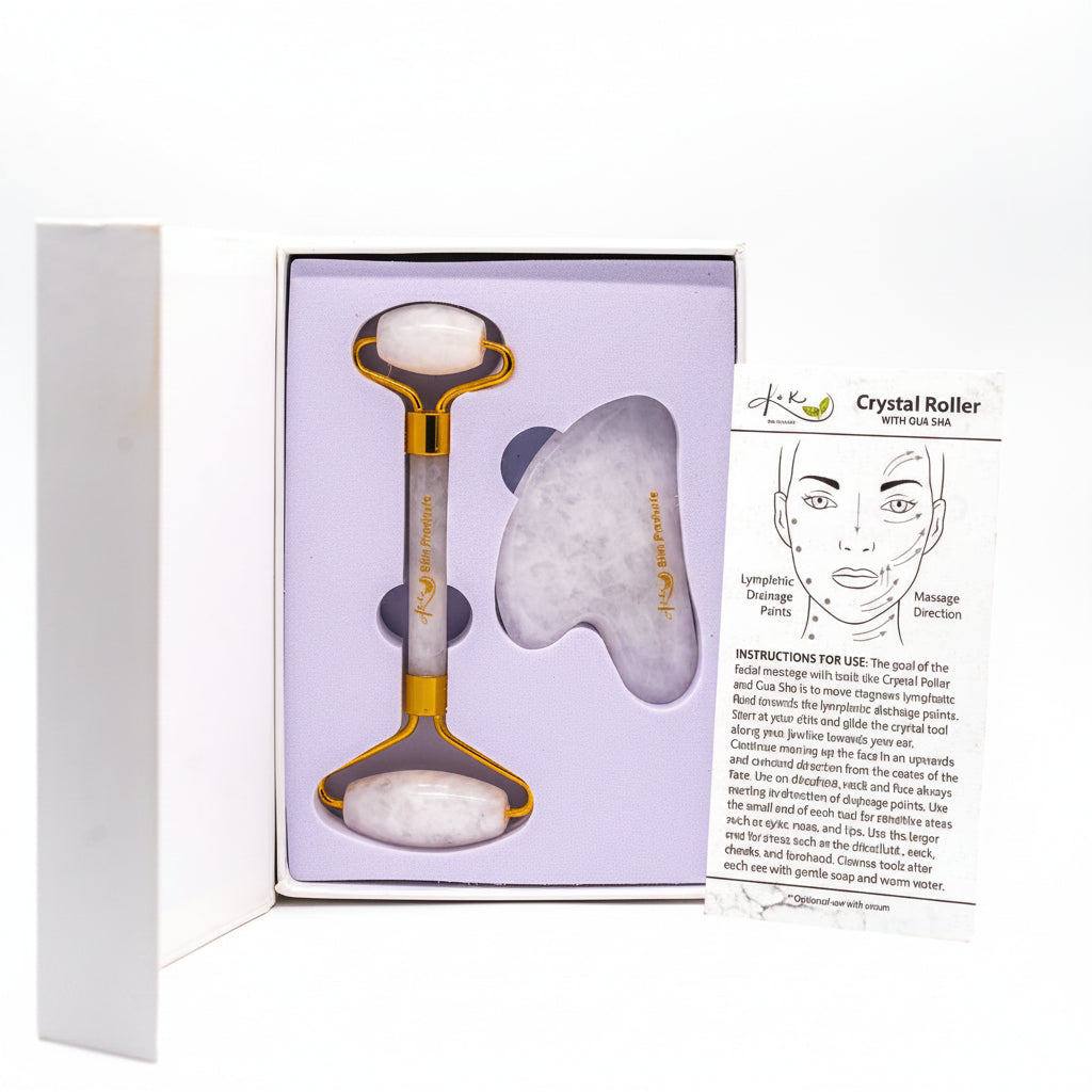 Night Routine Sculpting Gift Set with white jade roller and gua sha