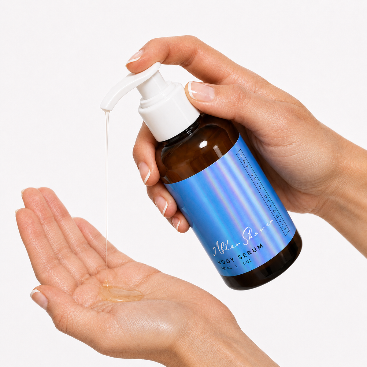 After Shower Body Serum being applied to damp skin