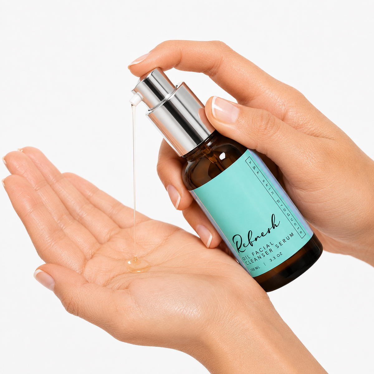 Refresh Oil Facial Cleanser Serum being applied to skin