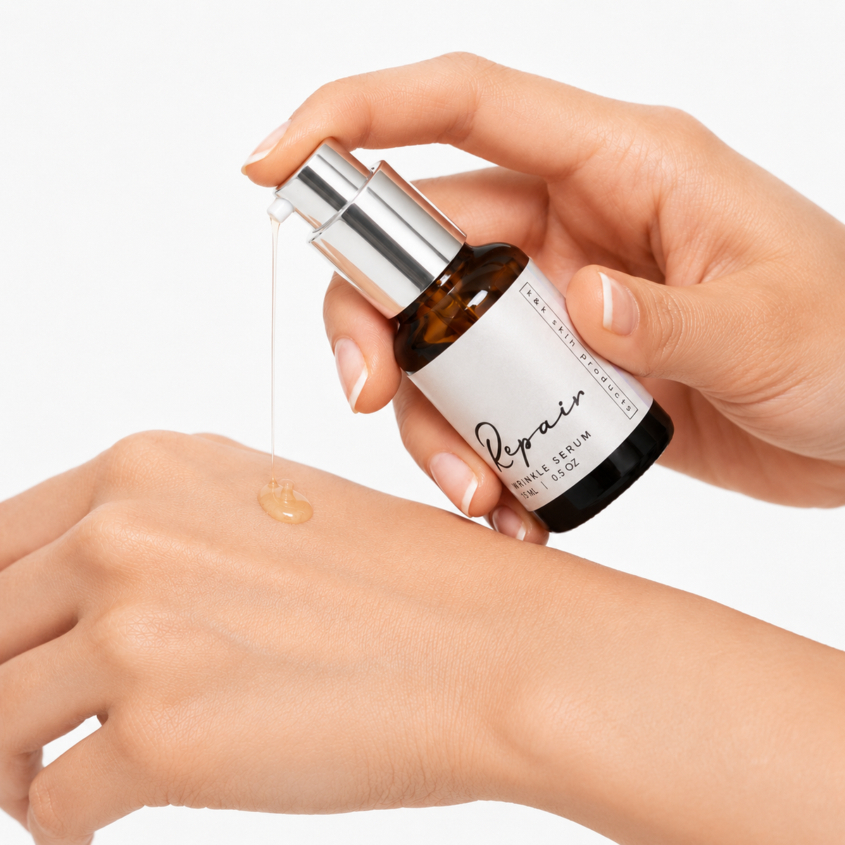 Repair Wrinkle Serum being applied to skin