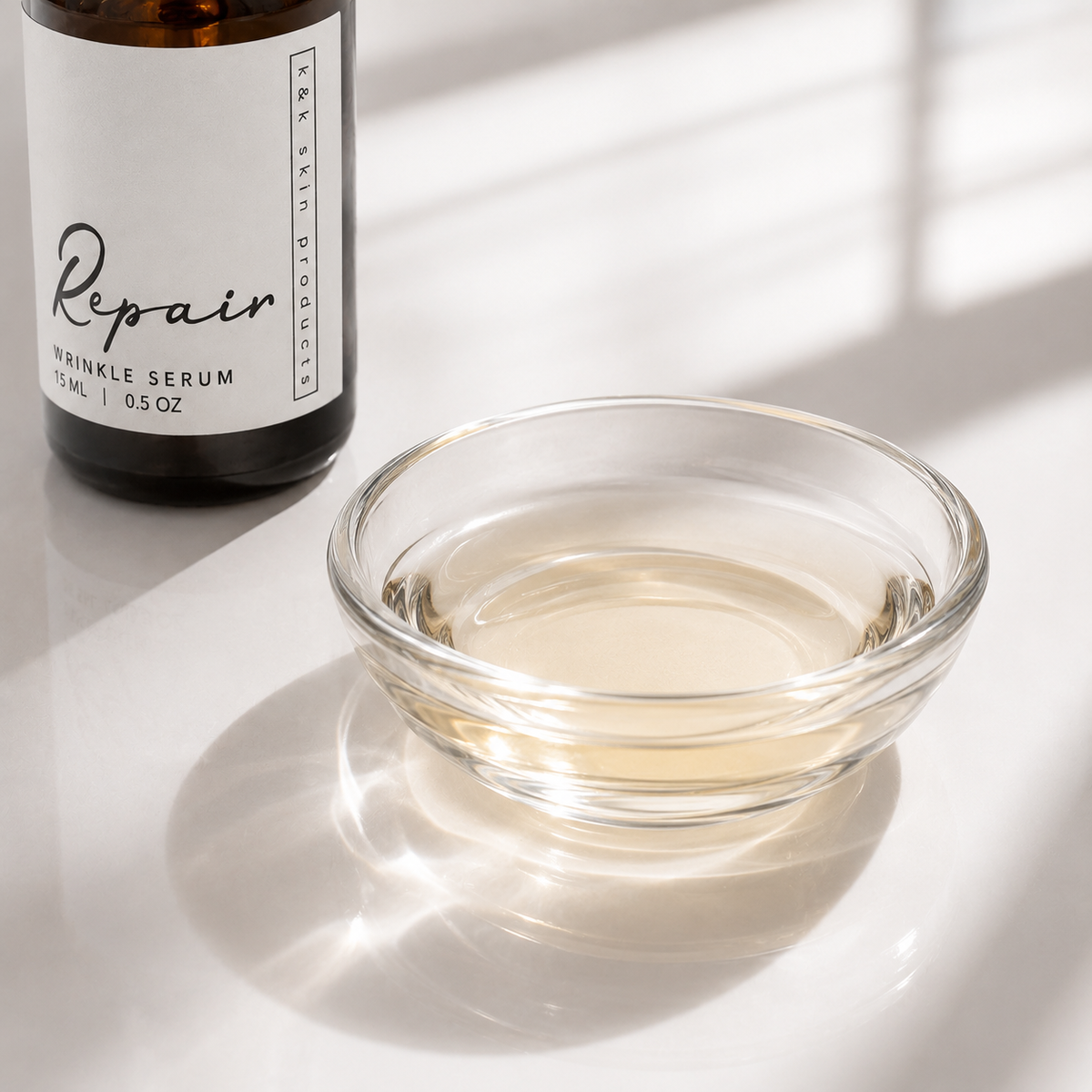 Repair Wrinkle Serum texture in a glass bowl